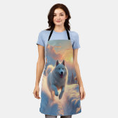 Samoyed Snowy Mountain Adventure Christmas Schürze (Getragen)