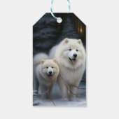 Samoyed Snowy Sleigh Weihnachtsdekor Geschenkanhänger (Rückseite)