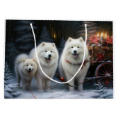 Samoyed Snowy Sleigh Weihnachtsdekor Große Geschenktüte (Rückseite)