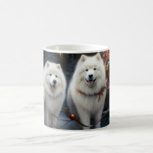 Samoyed Snowy Sleigh Weihnachtsdekor Kaffeetasse