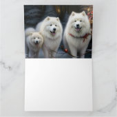 Samoyed Snowy Sleigh Weihnachtsdekor Karte (Innenseite)
