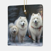 Samoyed Snowy Sleigh Weihnachtsdekor Keramikornament (Links)