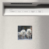 Samoyed Snowy Sleigh Weihnachtsdekor Magnet (In Situ (Geschirrspüler))