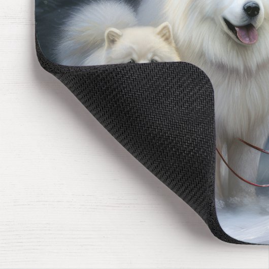 Samoyed Snowy Sleigh Weihnachtsdekor Mousepad (Ecke)