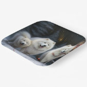 Samoyed Snowy Sleigh Weihnachtsdekor Pappteller (Gewinkelt)