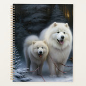 Samoyed Snowy Sleigh Weihnachtsdekor Planer (Vorderseite)
