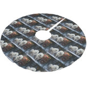 Samoyed Snowy Sleigh Weihnachtsdekor Polyester Weihnachtsbaumdecke (Schrägansicht)