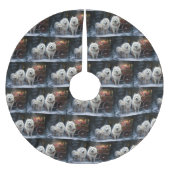 Samoyed Snowy Sleigh Weihnachtsdekor Polyester Weihnachtsbaumdecke (Vorderseite)