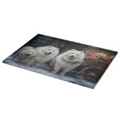 Samoyed Snowy Sleigh Weihnachtsdekor Schneidebrett (Ecke)