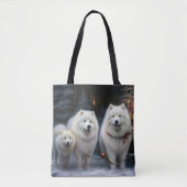 Samoyed Snowy Sleigh Weihnachtsdekor Tasche (Vorderseite)