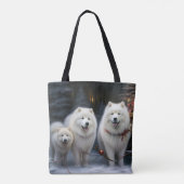 Samoyed Snowy Sleigh Weihnachtsdekor Tasche (Rückseite)