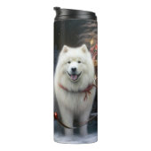 Samoyed Snowy Sleigh Weihnachtsdekor Thermosbecher (Nach rechts gedreht)