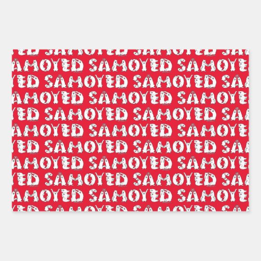 Samoyed Spelzen in Samoyed Hogs Letters Funny Geschenkpapier Set (Vorderseite)