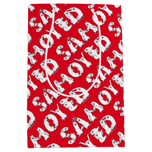 Samoyed Spelzen in Samoyed Hogs Letters Funny Mittlere Geschenktüte (Vorderseite)