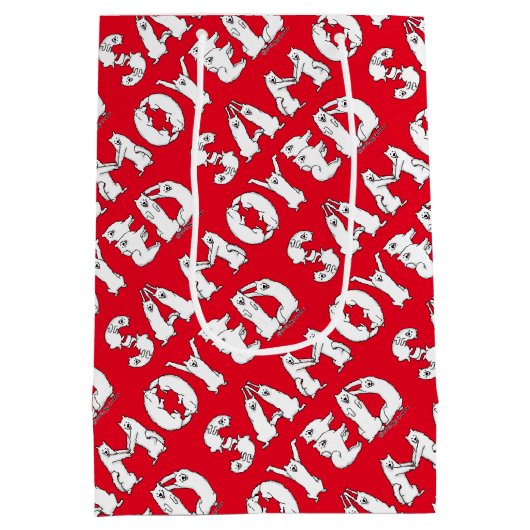 Samoyed Spelzen in Samoyed Hogs Letters Funny Mittlere Geschenktüte (Rückseite)