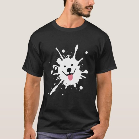 Samoyed Splatter Happy Puppy Dog Face T-Shirt (Vorderseite)