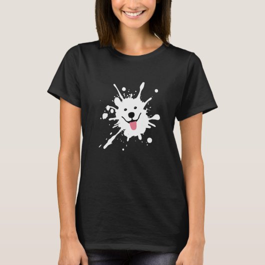 Samoyed Splatter Happy Puppy Dog Face T-Shirt (Vorderseite)