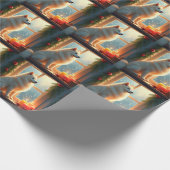 Samoyed Under the Mistletoe Christmas Painting Geschenkpapier (Ecke)