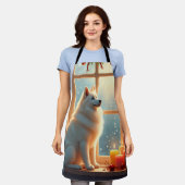 Samoyed Under the Mistletoe Christmas Painting Schürze (Getragen)