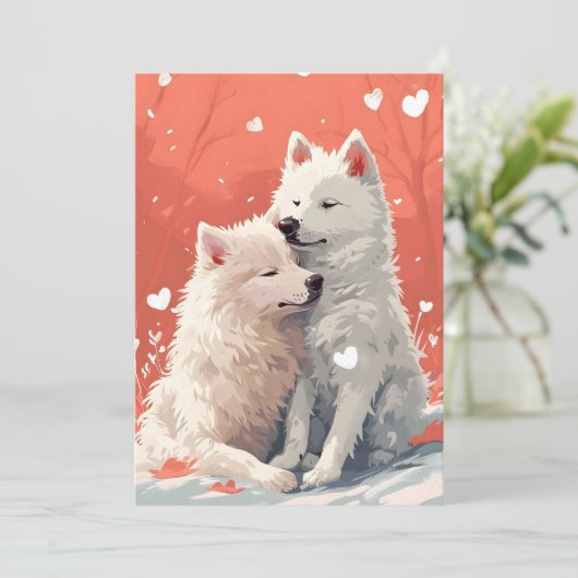 Samoyed Valentine Feiertagskarte (Stehend Vorderseite)