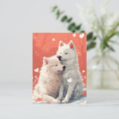 Samoyed Valentine Postkarte (Stehend Vorderseite)