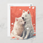 Samoyed Valentine Postkarte (Vorne/Hinten)