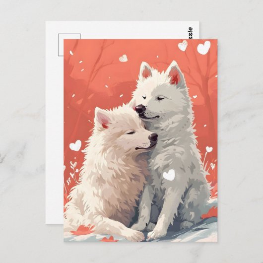 Samoyed Valentine Postkarte (Vorne/Hinten)