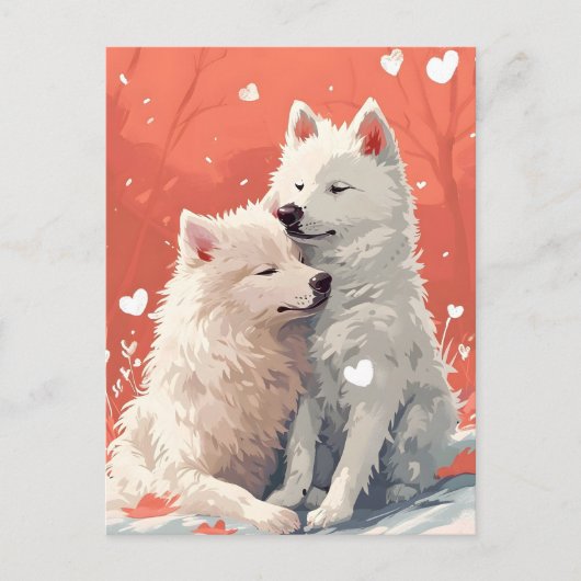 Samoyed Valentine Postkarte (Vorderseite)