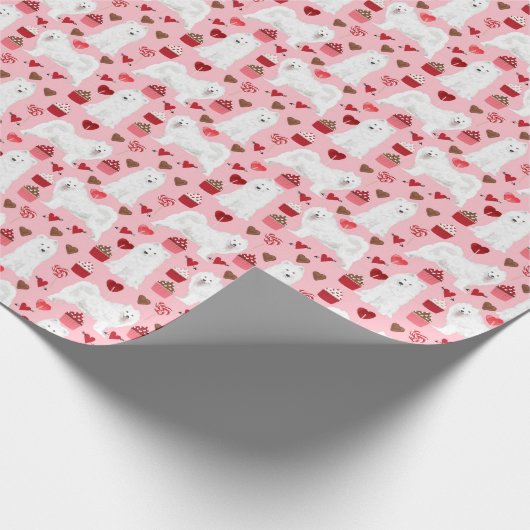 Samoyed Valentines Gift Wrap Geschenkpapier (Ecke)