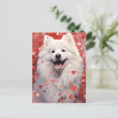 Samoyed Valentinstag Postkarte (Stehend Vorderseite)