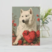 Samoyed Vintag Valentinstag Feiertagskarte (Stehend Vorderseite)