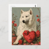 Samoyed Vintag Valentinstag Postkarte (Vorne/Hinten)