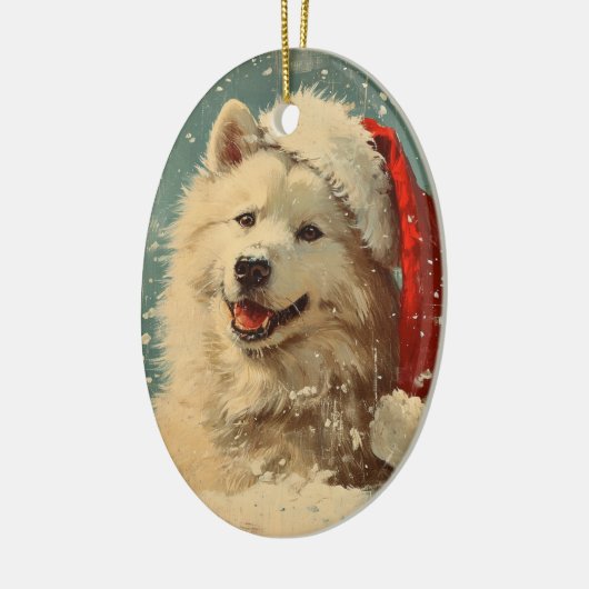 Samoyed Vintage Keramik Ornament (Links)