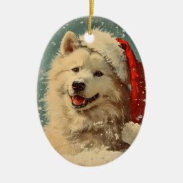 Samoyed Vintage Keramik Ornament