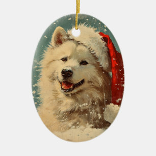 Samoyed Vintage Keramik Ornament