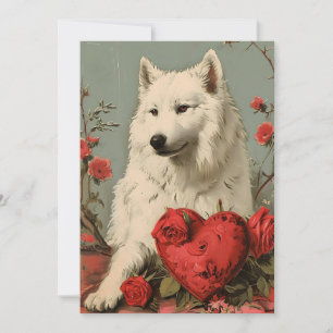 Samoyed Vintage Valentinstag  Feiertagskarte