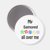 Samoyed Walks Design Magnet (Vorderseite/Rückseite)
