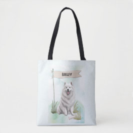 Samoyed Watercolor Personalized Dog Tasche