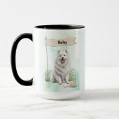 Samoyed Watercolor Personalized Dog Tasse (Links)