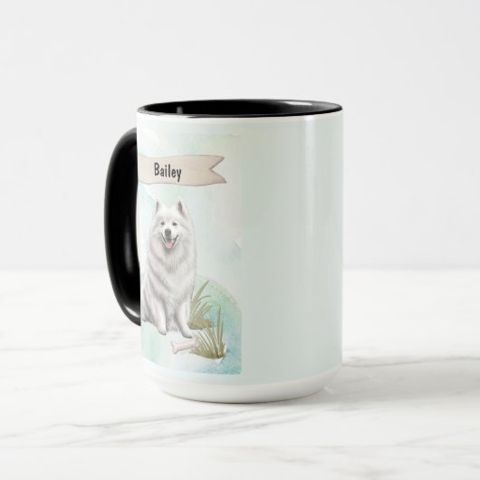 Samoyed Watercolor Personalized Dog Tasse (Vorderseite Links)