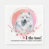Samoyed Wedding Napkins mit Hunde Foto Serviette (Vorderseite)