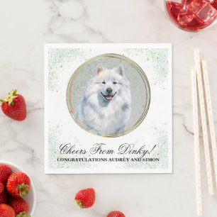 Samoyed Wedding Napkins mit Hunde Foto Serviette
