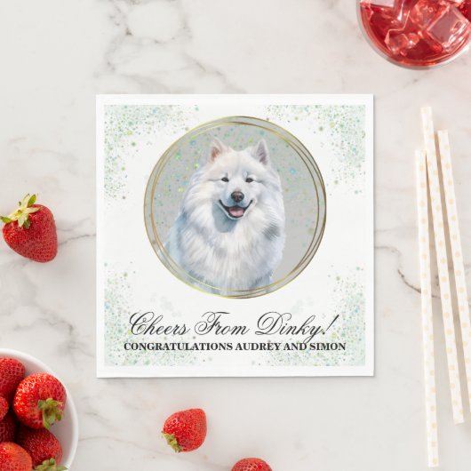 Samoyed Wedding Napkins mit Hunde Foto Serviette (Beispiel)