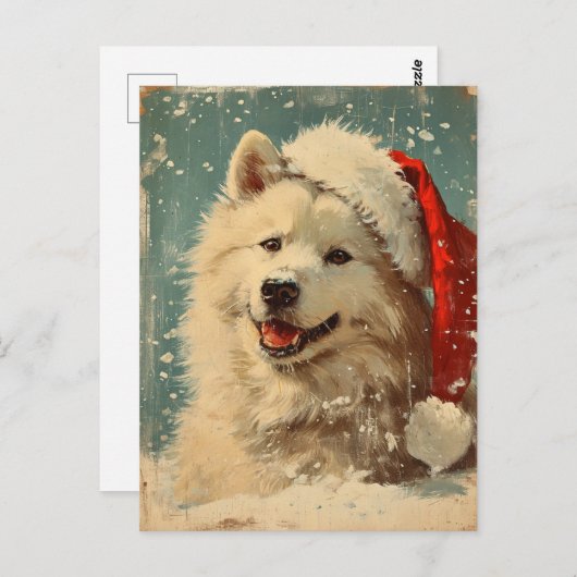 Samoyed Weihnachten Postkarte (Vorne/Hinten)