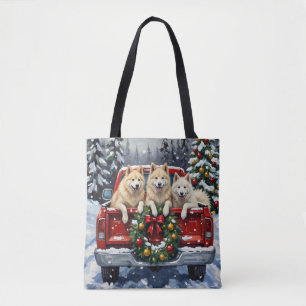 Samoyed Weihnachten Rotes Lastwagen Ferien Tasche