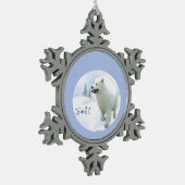 Samoyed Weihnachten Schneeflocken Zinn-Ornament (Links)