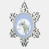 Samoyed Weihnachten Schneeflocken Zinn-Ornament (Rechts)