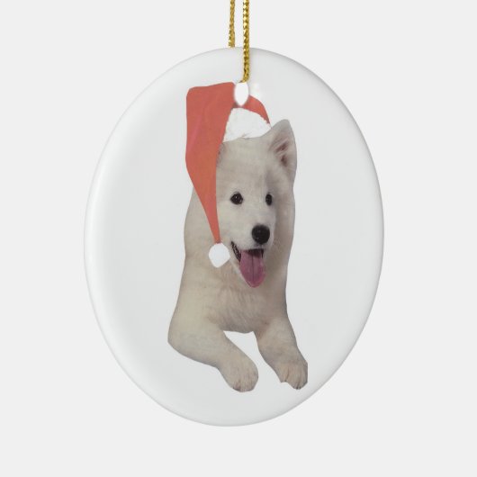 Samoyed-Weihnachtsmannmütze-Verzierung Keramik Ornament (Rechts)