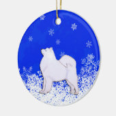 Samoyed-Weihnachtsverzierung Keramikornament (Links)