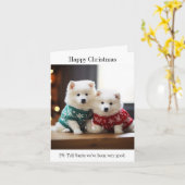 Samoyed Welppies Frohe Weihnachtskarte Karte (Gelbe Blume)